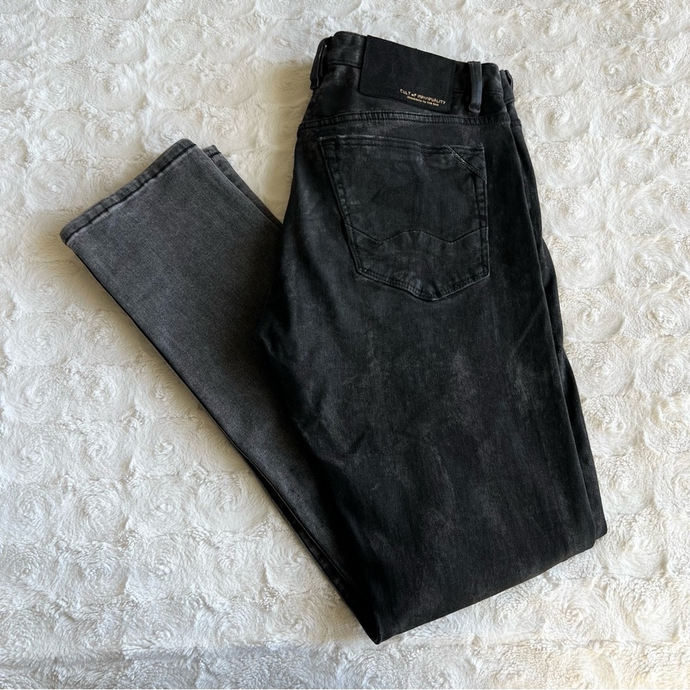Cult of Individuality Jeans Mens 35x33 (Tag 33x33) Black Rockabilly Distressed